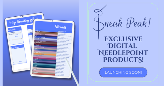 Screen Break Stitchery is launching soon. Get ready for a range of affordable digital downloads, including needlepoint patterns, thread inventories, canvas stash tracking, and WIP sheets