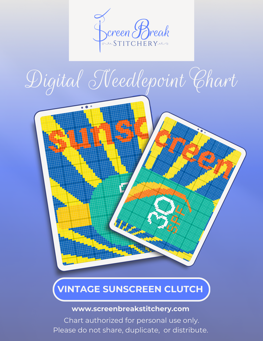 Vintage Sunscreen Clutch - Digital Needlepoint Chart